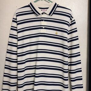 Brooks Brothers Navy and White Striped Polo Shirt